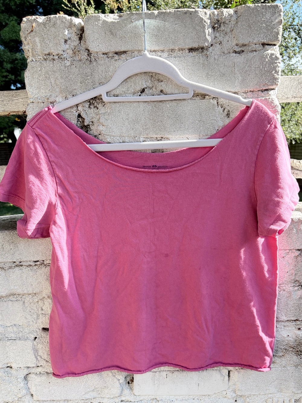 Brandy Melville  Pink Short Sleeve Off the Shoulder Top